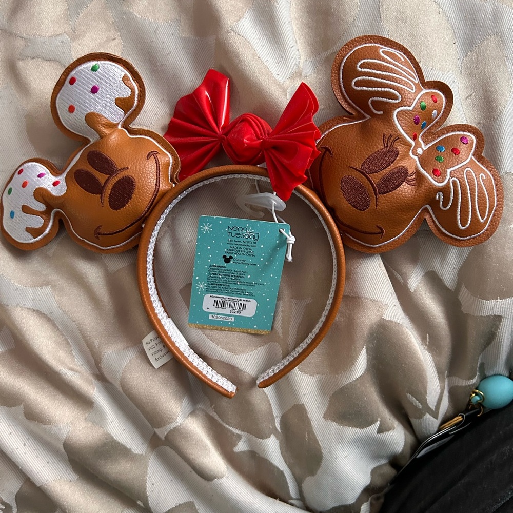 Mickey Mouse and Minnie Mouse Gingerbread Ears Headband Loungefly NWT